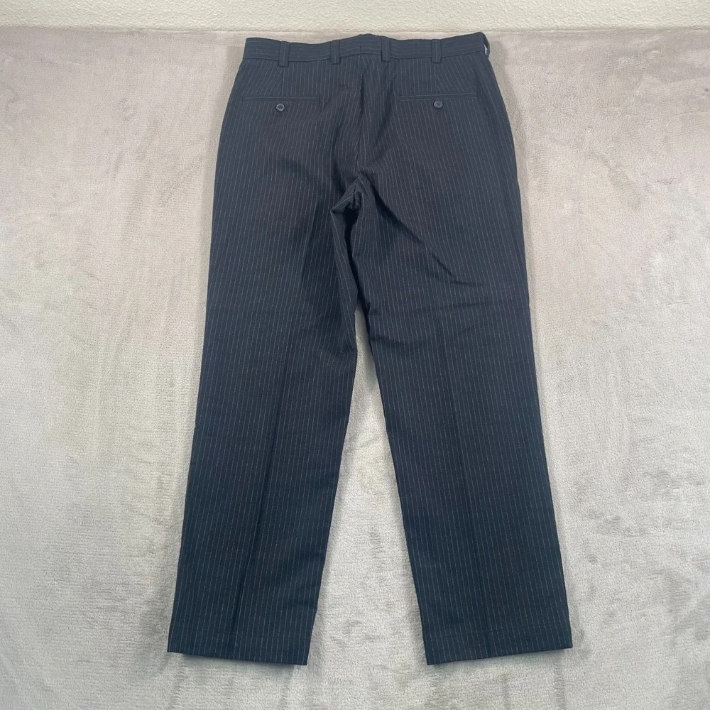 Brooks Brothers Clark Trouser Pants Men 34x30‎ Black Pinstripe Wool Blend NWOT